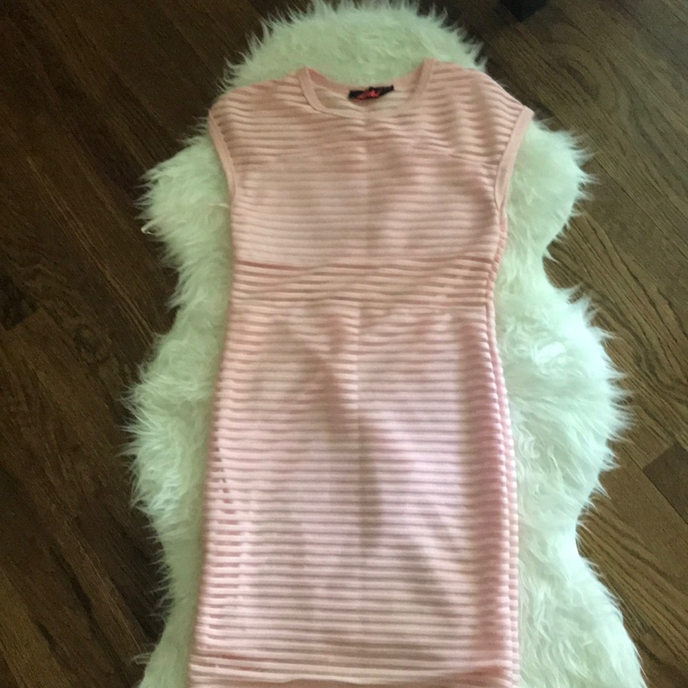 Motel Pink Mesh Cut Out Dress